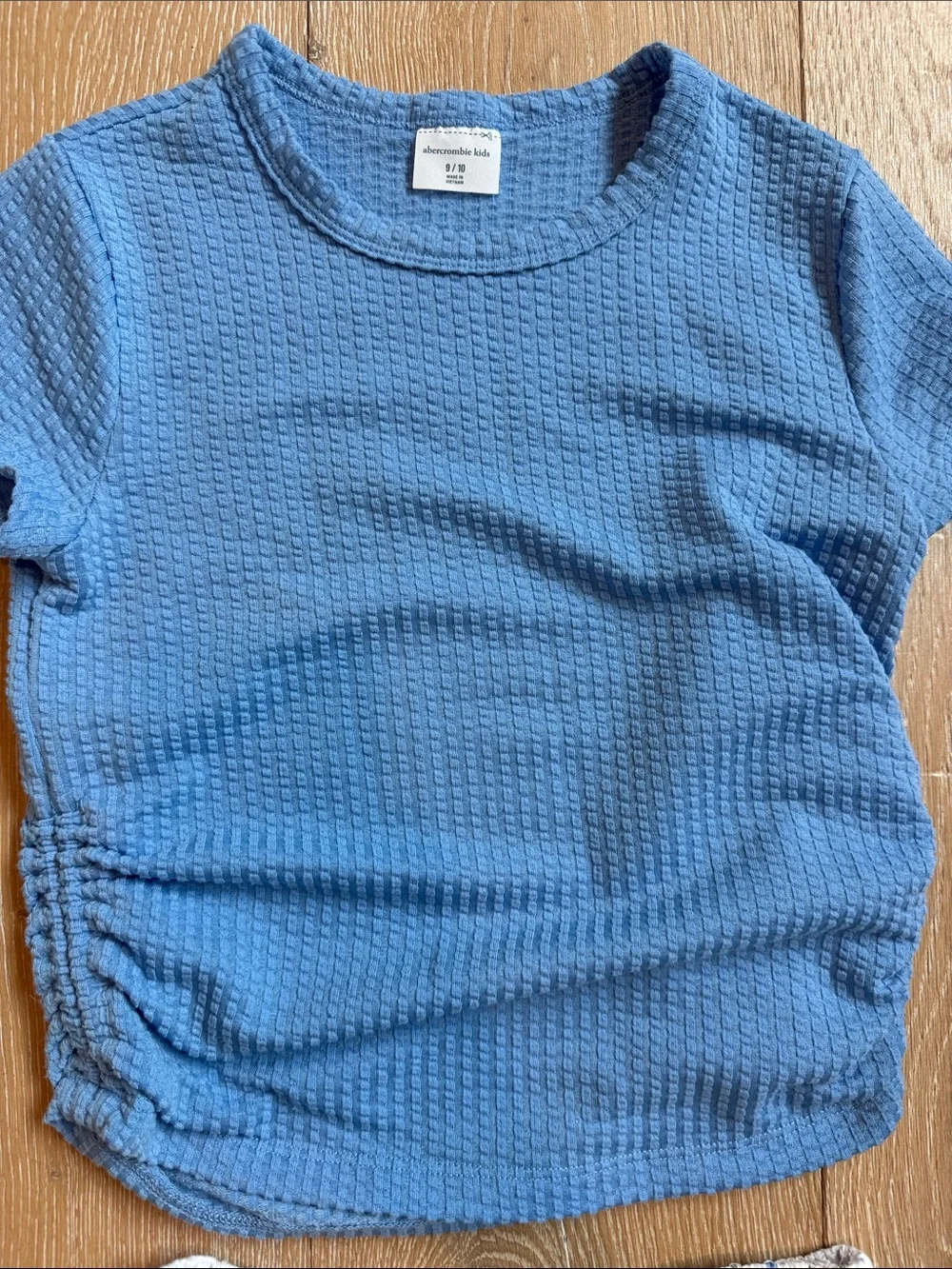 abercrombie kids Blue Textured Tee and Cream Floral Tiered Skirt Set